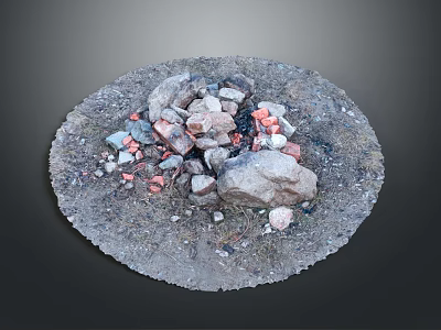 Outdoor Garden Ornament Featuring Circular Design And Stacked Stones In Natural Style 3d model