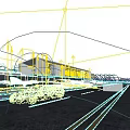 Modern Sales Office Building Exterior With Glass Curtain Wall Pedestrians And Roadside Lighting