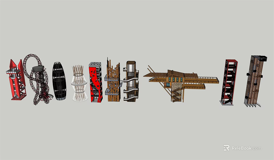 Various Unique Tower Designs With Different Architectural Structures And Styles 3d model 