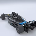 Black And Blue Formula Race Car With Rear Wing Racing Tires And Cockpit Design