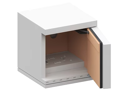 White Safe With Open Door Showing Interior Metal Components And Storage Compartment 3d model