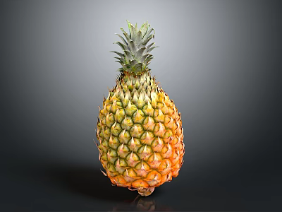 Fresh Ripe Pineapple with Vibrant Green Leaves and Golden Yellow Skin as Juicy Tropical Fruit 3d model
