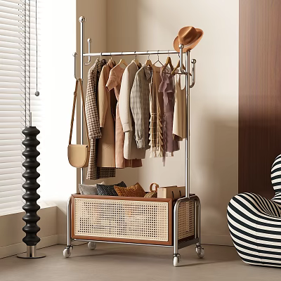 Coat rack clothes sofa floor lamp pillow hat bag 3d model