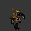 Fantasy Wolf Creature With Yellow Spiked Accents Muscular Build And Sharp Claws