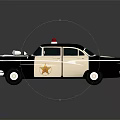 Vintage Police Functional Vehicle Model Featuring Red Siren Light Black White Color And Star Badge