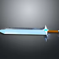 3D Fantasy Sword With Blue Blade Orange Hilt And White Decorative Gem