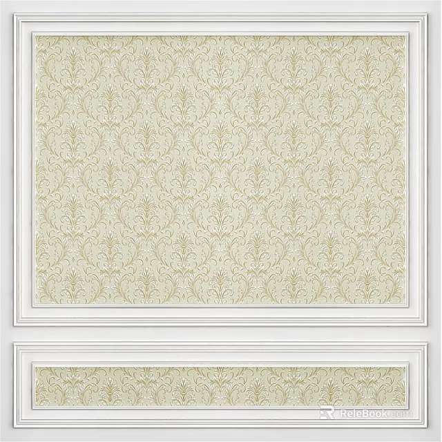 Decorative Wall Component With Classic Beige Pattern And White Frame Design 3d model 