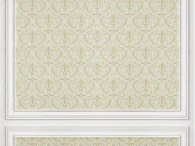 Decorative Wall Component With Classic Beige Pattern And White Frame Design 3d model