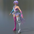 Stylish Game Movie Character With Pink Blue Hair And Decorative Outfit