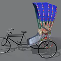 Colorful Tricycle Bicycle With Decorative Canopy And Comfortable Seating Design