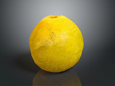 Fresh Ripe Yellow Pomelo Fruit with Spotted Surface on Dark Background Showing Reflection 3d model