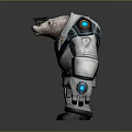 Cartoon Bear in White Uniform with Red Tie Black Shoulder Gear and Blue Accents