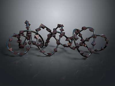 Complex Metallic Equipment Structure With Geometric Shapes And Ring Components 3d model