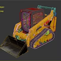 Yellow Tracked Skid Steer Loader With Enclosed Cab And Front Bucket