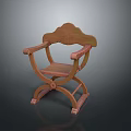 Wooden Leisure Chair With Classic Design Curved Armrests And Unique Backrest