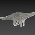 Lifelike 3D Sauropod Dinosaur Model With Long Neck Gray Skin On Black Background