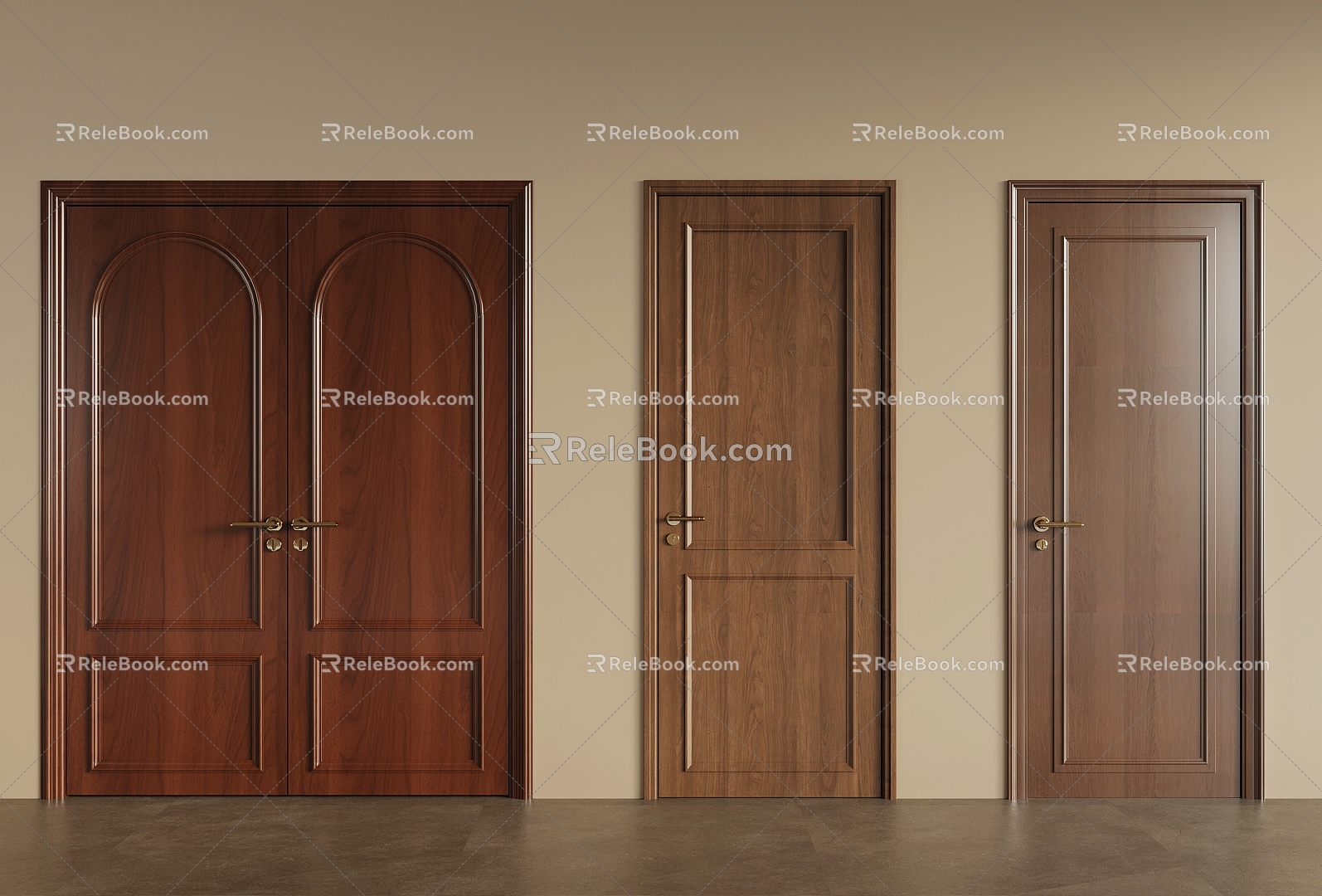 Middle-style double-door double-door double-door single-door entry door 3d model