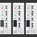 Three White Musical Instrument Control Panels With Buttons Knobs And Screens