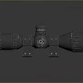 Black Telescopic Sight With Multiple Knobs And Components On Dark Background With Reflection 3d model
