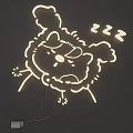Sleepy Cartoon Cat Shaped Illuminated Neon LED Lighting Combination For Bedroom Decor