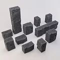 Gray Textured Stone Blocks In Various Shapes And Sizes 3d model