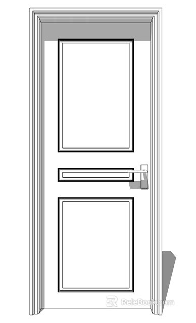 Simple Design Swing Door With Door Frame Panel Handle And Lock 3d model 
