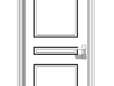Simple Design Swing Door With Door Frame Panel Handle And Lock 3d model