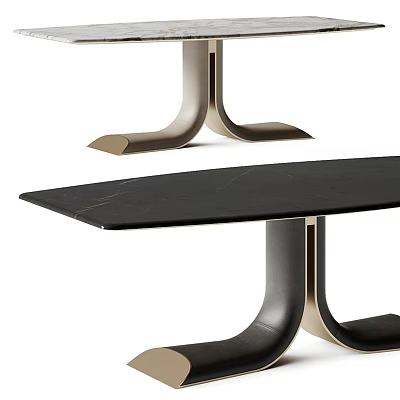 Modern Black Dining Table With Gold Metal Legs And Minimalist Modern Design 3d model
