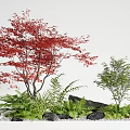 arbor landscape tree red maple landscape tree maple moss terrain 3d model