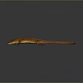 Orange Lizard With Slender Body And Long Tail On Dark Shiny Surface 3d model