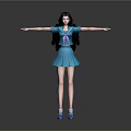 Anime Game Movie Character With Long Black Hair Blue Sailor Uniform And Outstretched Arms