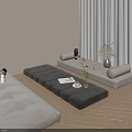 Modern Living Room Interior Design With Beige Modular Sofa Herringbone Wooden Floor And Plants