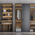 Modern Wardrobe Interior Design With Sliding Doors LED Lighting And Storage Compartments 3d model