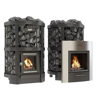 modern fireplace bath house sauna fireplace steam room 3d model