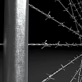 Barbed Wire Fence With Metal Posts For Security Construction Applications 3d model