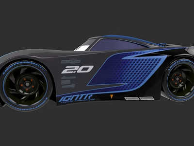 Black And Blue Sports Car With Streamlined Body 20 And IGNR Logo Unique Alloy Wheels 3d model