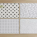 White Background Square Rugs Featuring Black Dots In Various Sizes And Patterns For Home Decor 3d model