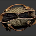 Classic Patterned Tote Bag With Braided Handles Tassel Detail And Leather Trim