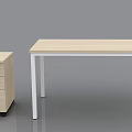 Modern Office Desks Light Wood Finish With Drawer Cabinets and Computer Monitors Setup