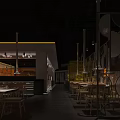 Modern Restaurant Interior With Unique Wall Display And Warm Ambient Lighting Design