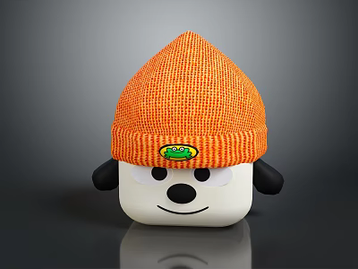 Cute Cartoon Game And Movie Character With Orange Knitted Hat Green Badge And Smiling Face 3d model