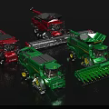 Green And Red Agricultural Functional Harvesters With Cutting Equipment And Wheels