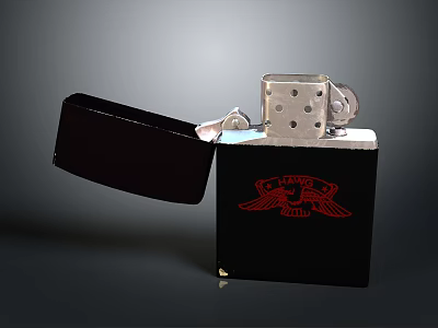 Stylish Black Lighter With Red Eagle Logo And Silver Metal Accents 3d model