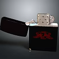 Stylish Black Lighter With Red Eagle Logo And Silver Metal Accents
