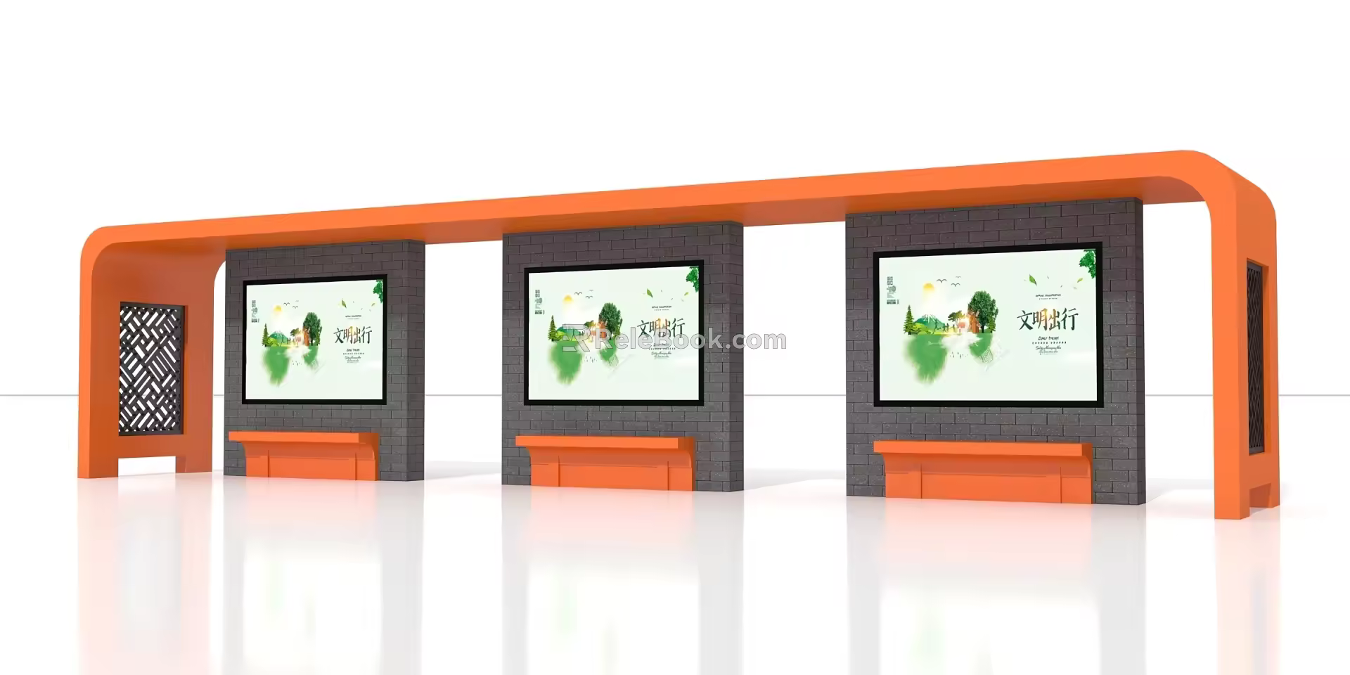 Modern Simple Waiting Booth Bus Platform 3d model