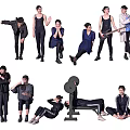 Group Of Multiple People In Various Poses And Different Casual Formal Outfits