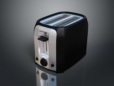 Proctor Silex Two Slice Black Silver Toaster With Control Knobs And Buttons 3d model