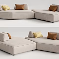 Light Gray Sectional Sofa With Yellow And Brown Cushions Modern Design 3d model