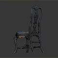 Elegant Classic Dining Chair With Intricate Carved Backrest Blue Floral Upholstered Seat And Ornate Legs