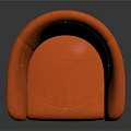Modern Orange Upholstered Accent Chair With Curved Backrest And Armrests
